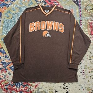 Vintage 90s Mens XL Cleveland Browns Football NFL Long Sleeve T-Shirt Brown